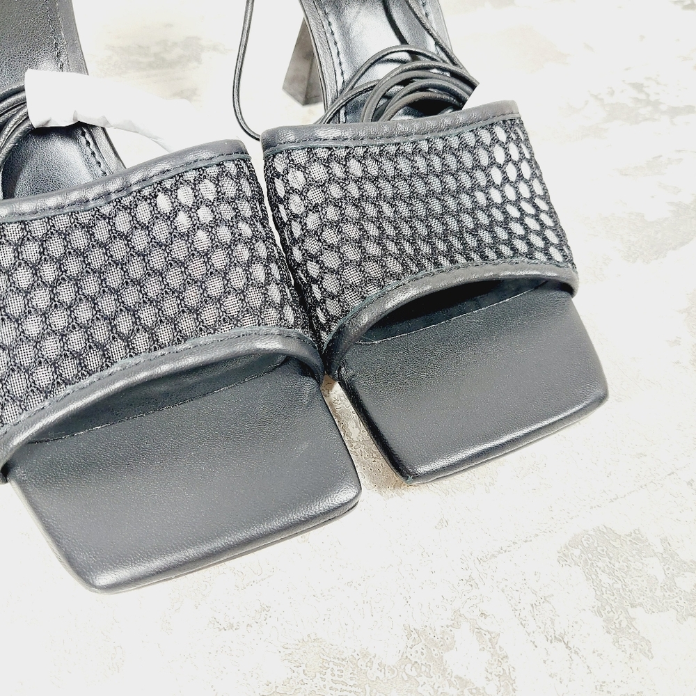NEW Marc Fisher Leather Dallyn Black Heeled Ankle Strap Sandals O510 - Picture 8 of 11